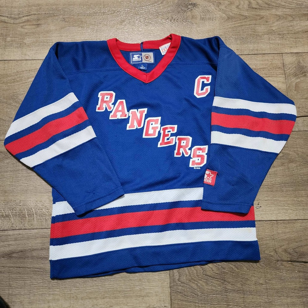 Vintage Starter NHL New York Rangers‎ Mark Messier 11 Jersey Kids Large Blue